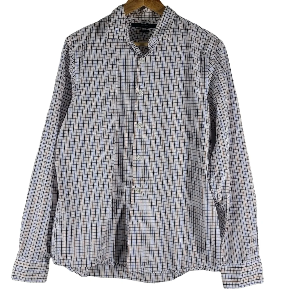 Perry Ellis Slim Fit Multi-Color Long Sleeve‎ Dress Shirt Size Large Check